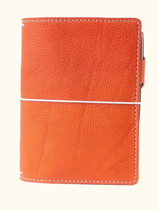 Full Grain Leather Traveler's Notebook with Pockets Orange
