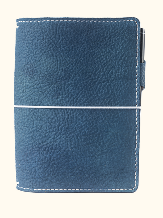 Full Grain Leather Traveler's Notebook with Pockets Blue
