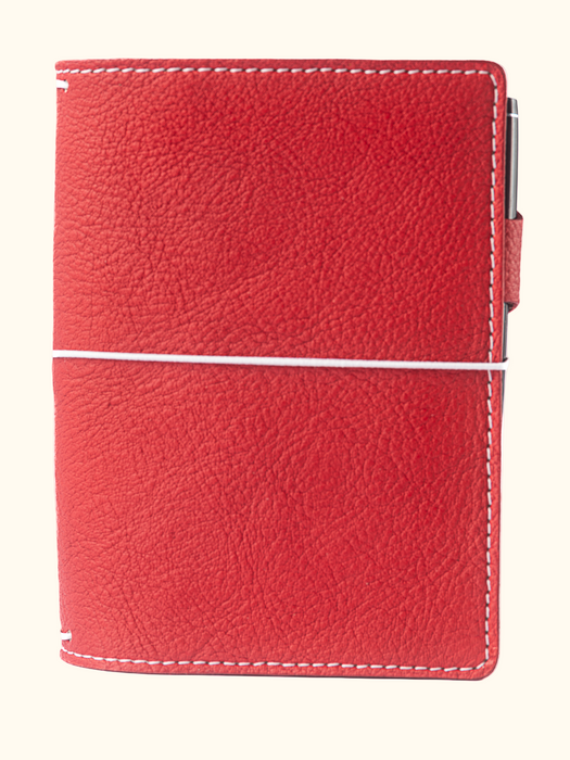 Full Grain Leather Traveler's Notebook with Pockets Red