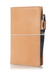 An Austen leather notebook with a closure elastic and pen loop. The collection name is Austen and the color is called Emma (Buff) - ChicSparrow