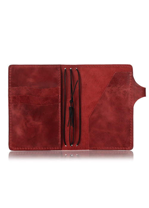 Red travelers notebook with inside cascade and secretary pockets