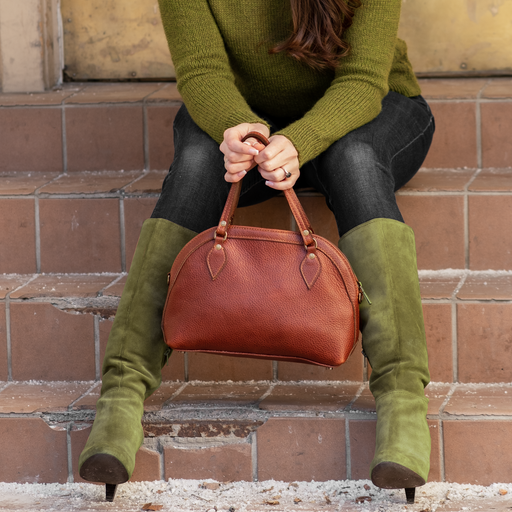 Rose in Coffee House|  Dome Satchel With Cross Body Strap - ChicSparrow