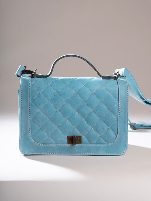 Quilted Top Handle Bag with Cross body Strap