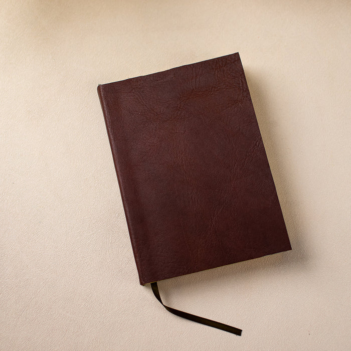 A5 Softbound Brown Leather Rebind with Green Edges - ChicSparrow