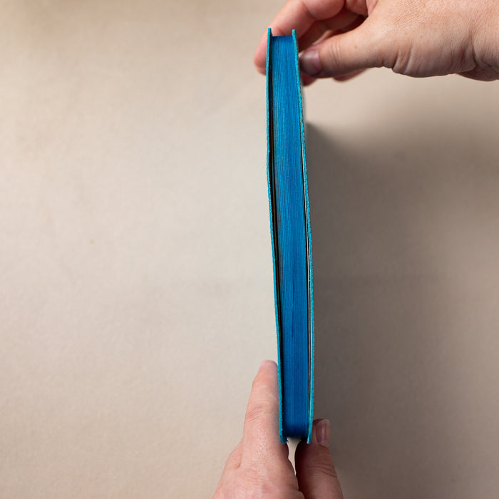 Softbound Blue Leather Rebind with Blue Edges - ChicSparrow