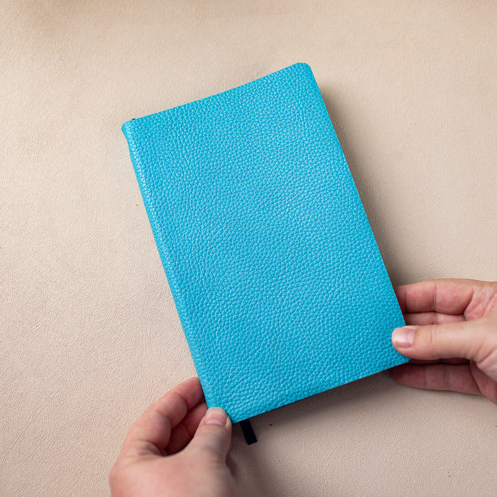 Softbound Blue Leather Rebind with Blue Edges - ChicSparrow