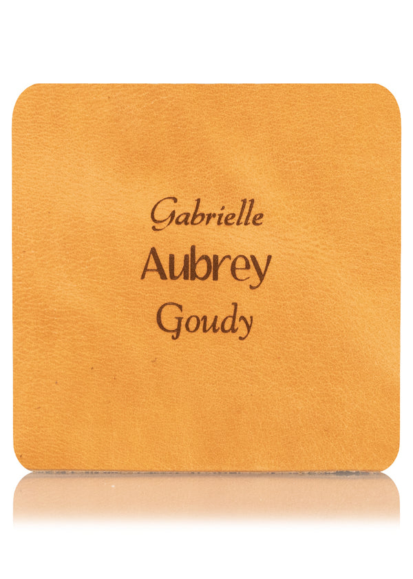 This is an Emma sample depicting an example of what the three inscription fonts look like. Gabrielle is petite and curly, Aubry is large and simple, and Goudy looks clean fancy and handwritten. - ChicSparrow