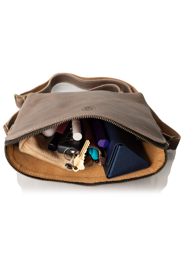 A.N.A. Crossbody Purse Handbag Bag Zipper Brown
