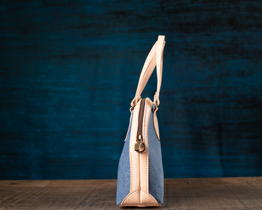 Denim Rose |  Dome Satchel With Cross Body Strap - ChicSparrow