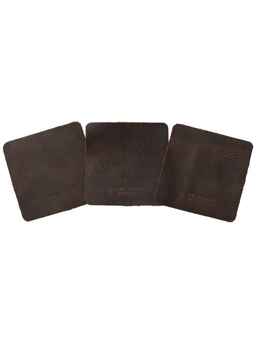 Leather samples showing variation on brown leather. Notebook cover comes in a range of brown leather colors.