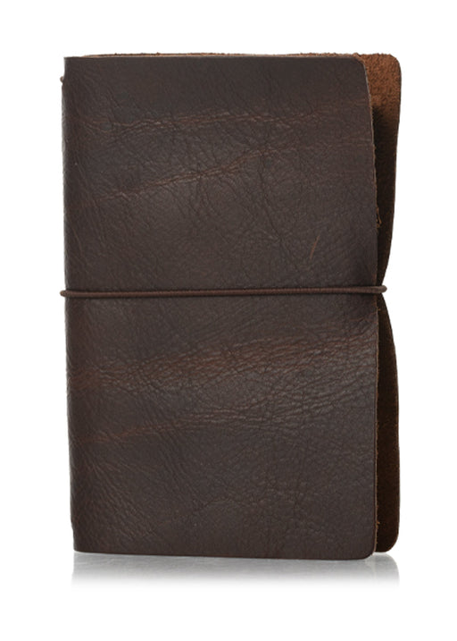 Denali brown travelers notebook cover. Simple leather journal cover with elastic closure. 