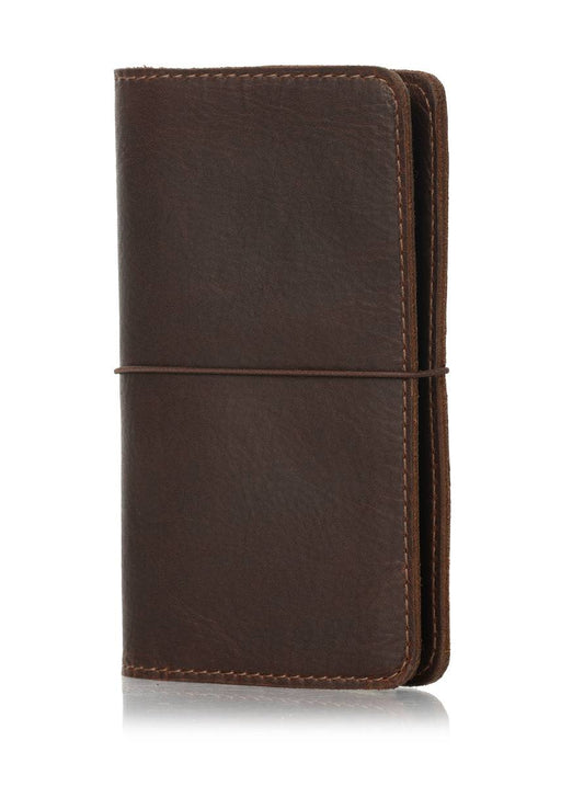Denali brown planner cover. Leather journal cover with elastic closure. 