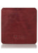 Drummond burgundy leather sample with Chic Sparrow logo. Square leather sample.