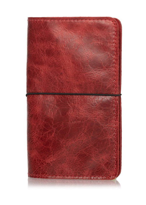Orient red planner cover. Leather journal cover with elastic closure. 