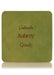 Green leather sample with inscription text. Choose from 3 different fonts to customize the leather notebook cover.