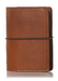Brown leather nano notebook cover. Small leather journal cover with elastic closure.