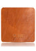 Giovanni tan leather sample with Chic Sparrow logo. Square leather sample.