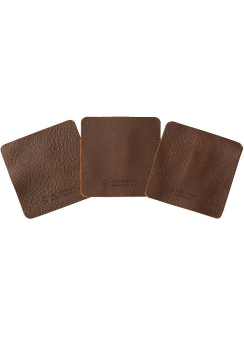 Leather samples showing variation on brown leather. Notebook cover comes in a range of brown leather colors.