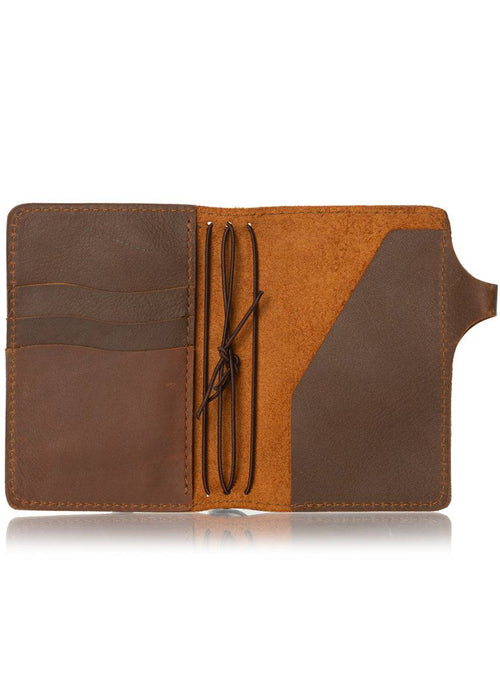 Brown travelers notebook with inside cascade and secretary pockets