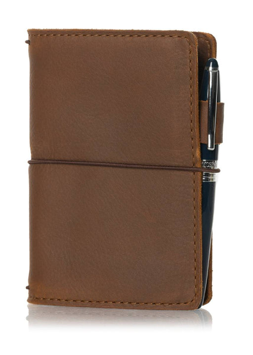 Brown travelers notebook cover. Simple leather journal cover with elastic. Available in A5, B6 and Pocket sizes.