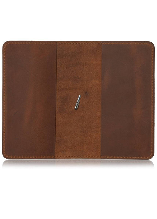 Alice blue planner cover interior. Leather journal cover with two pockets.