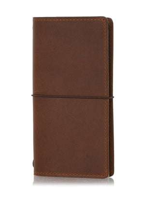 Brown leather notebook cover for Hobonichi Weeks planner. Simple brown leather planner cover with elastic closure. 