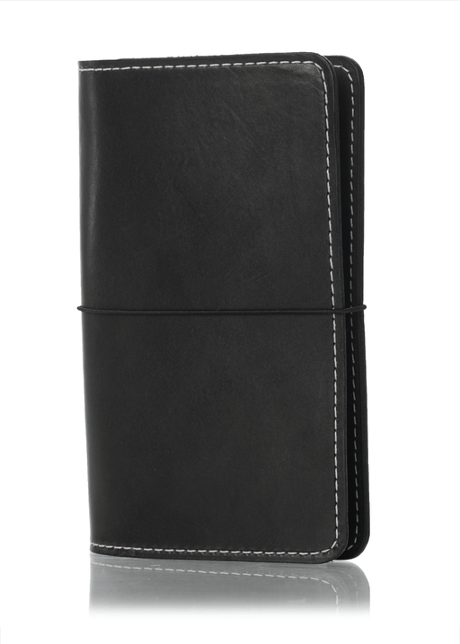 Knightly charcoal gray planner cover. Leather journal cover with elastic closure.