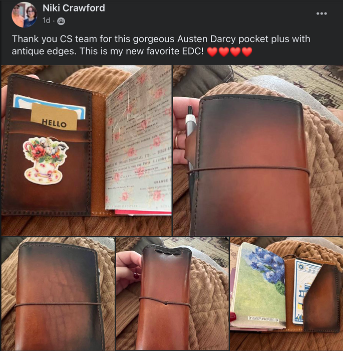 This is an example of a Darcy in use from the Chic Sparrow Inc. 2.0 Facebook group. The notebook is a Pocket Plus Austen Darcy. And the person who originally posted this is Niki Crawford. - ChicSparrow