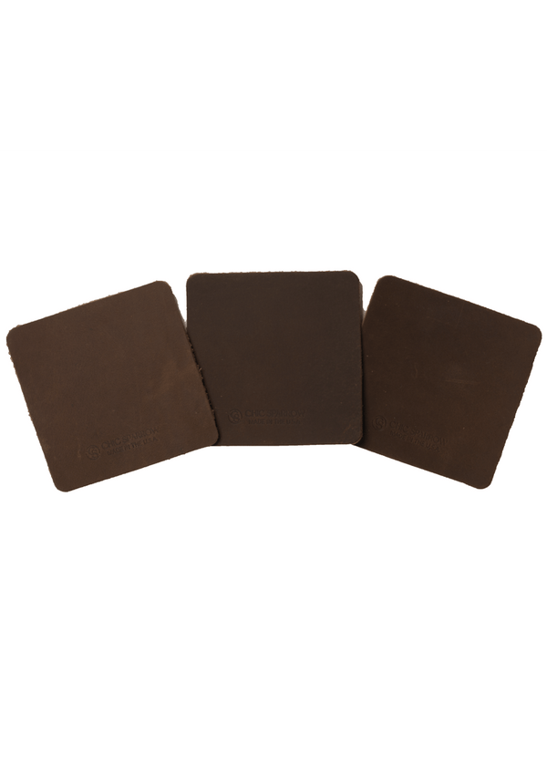 Leather samples showing variation on brown leather. Notebook cover comes in a range of brown leather colors.