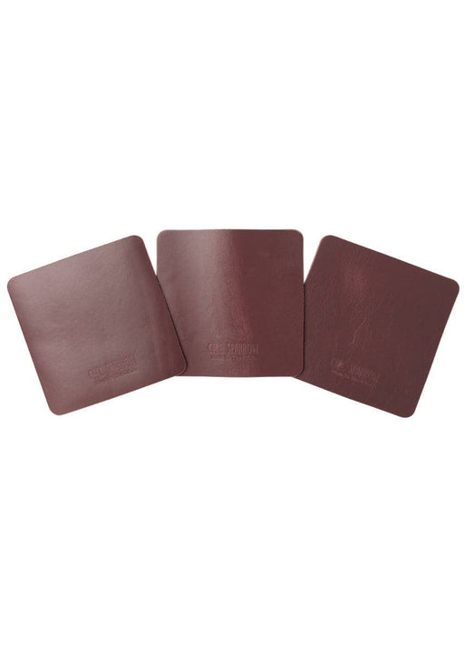 Leather samples showing variation on purple leather