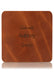 Brown leather sample with inscription text. Choose from 3 different fonts to customize the leather notebook cover.